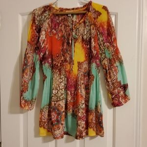 SPENSE MULTI COLOR PEASANT TOP
